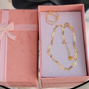 NEW Real 18k saudi Gold bracelet and hoop earrings set